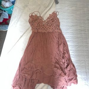 Free people one Adela  rose colored mini dress